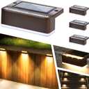 SOLPEX Solar Fence Lights, 6 LEDs Solar Lights Outdoor Waterproof Solar Powered for Deck, Stair, Front Porch, Balcony, Walkway, Garden, Yard, Patio, Pool Decor, IP65 Waterproof (4 Pack, Warm White) (Brown)