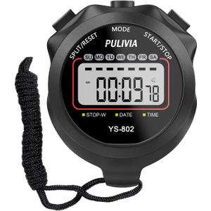 Sports Stopwatch Timer, Single Lap Split Digital Stop Watch for Sports Kids Coaches Swimming Running, Black