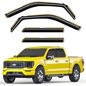 Deejecsun in-Channel Window Rain Guards Fit for Truck Ford F150 2015-2020 SuperCrew/Ford F250-F550 2017-2025, Extra Durable Window Deflectors Vent Shades Visors Exterior Car Accessories - 4 pcs