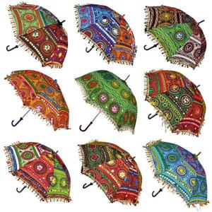 Bohemian Handmade Design Cotton Multi Color Cotton Fashion Multi Colored Umbrella Embroidery Boho Umbrellas Parasol (5 Pcs Lot)