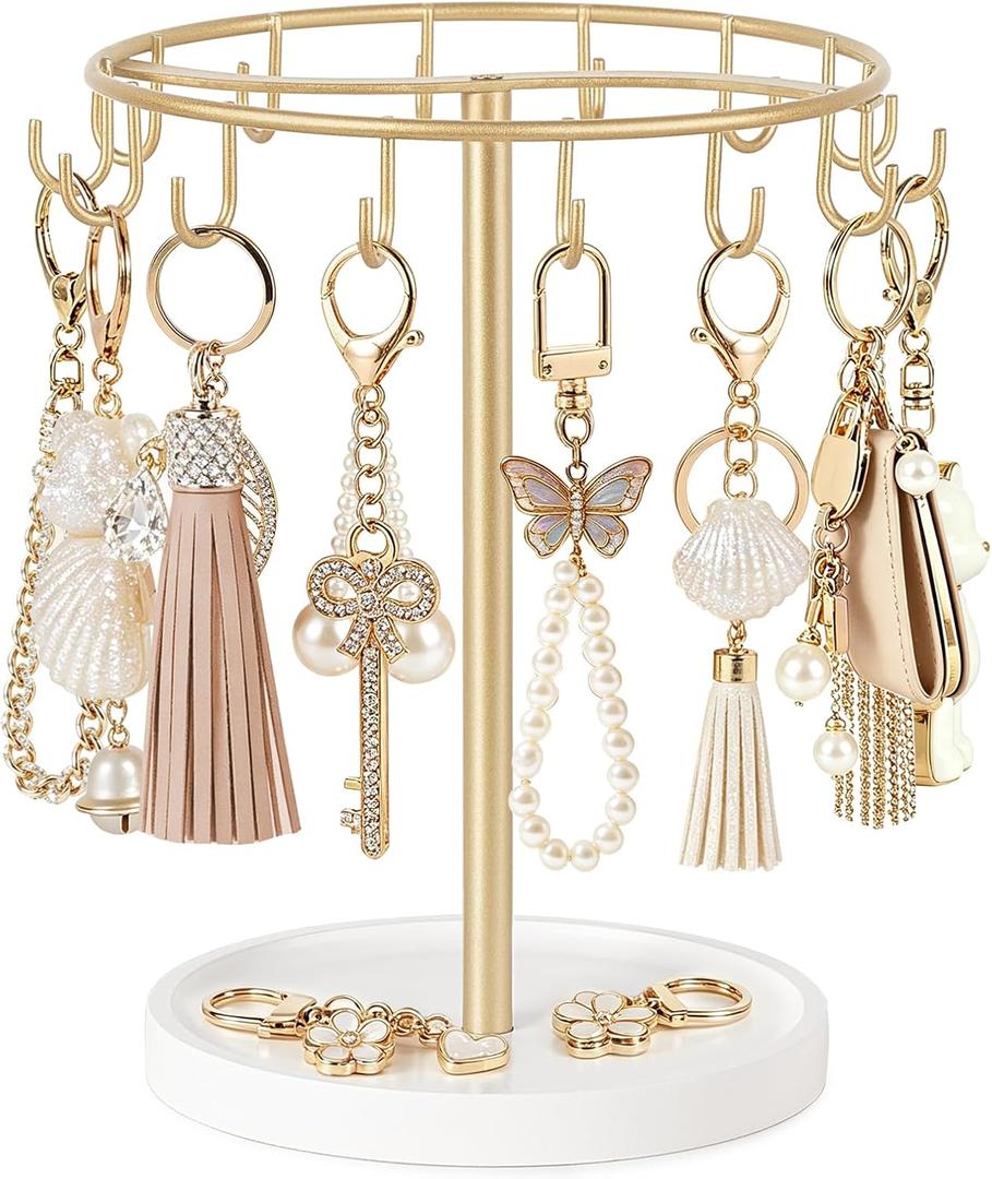 Mkono Keychain Display Stand, 14 Hooks Bag Charms Organizer Bracelet Holder
