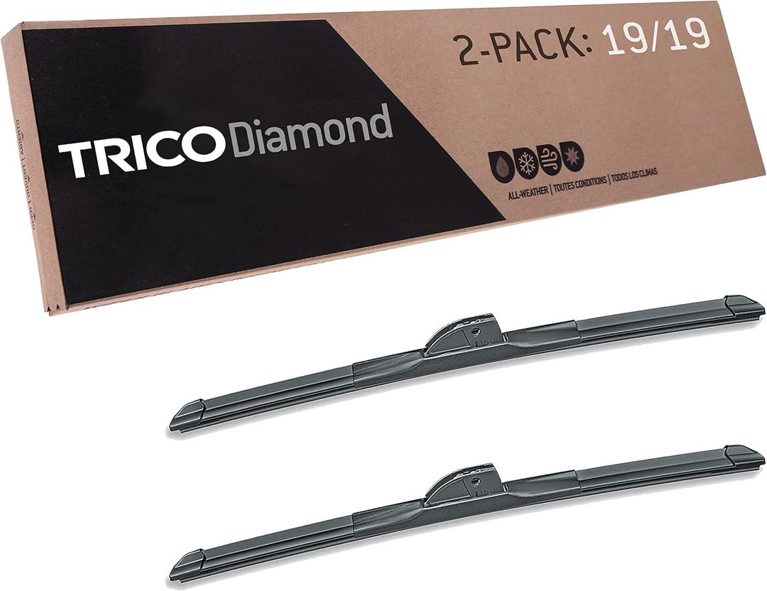 TRICO Diamond 19" + 19" Super Premium Automotive Replacement Windshield Wiper Blades (Set of 2), Passenger and Driver Side All-Weather Beam Wiper Blades for Select Vehicle Models (Item #25-1919)