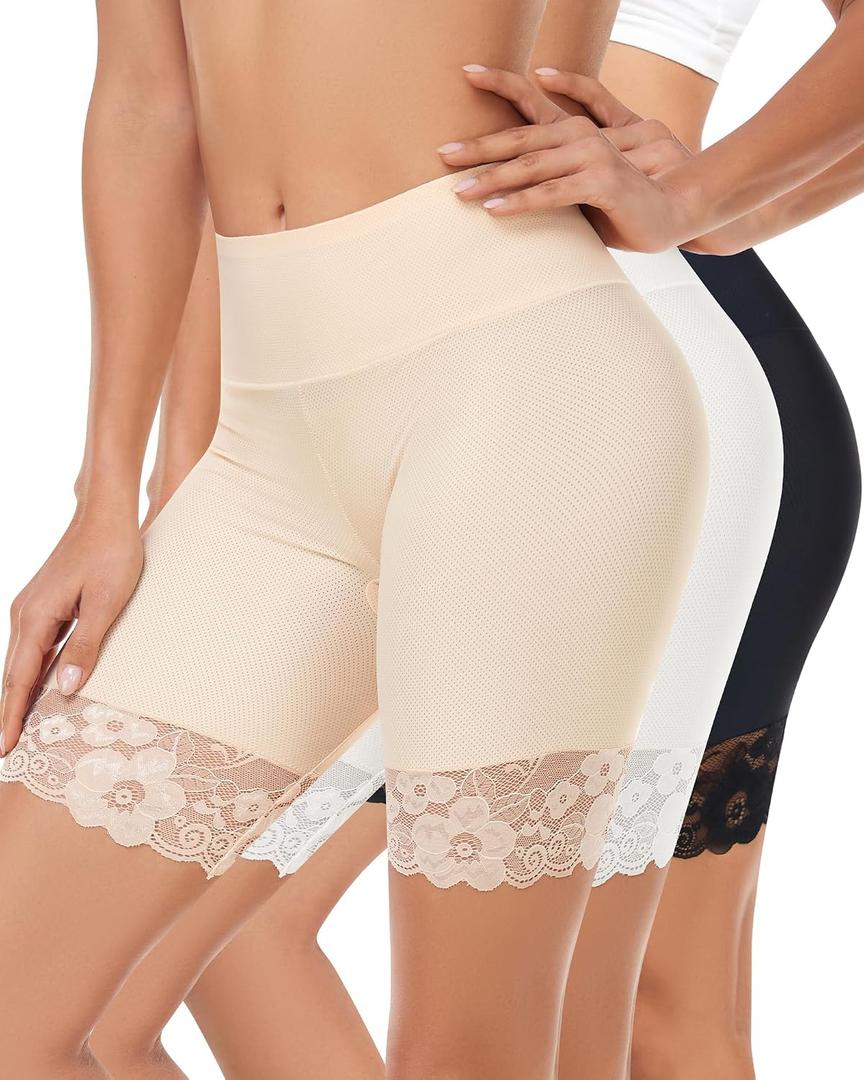 Blueinn Women's High Waist Safety Shorts Mesh - Cooling Anti Chafing Underwear Soft Breathable for Dresses Skirts Travel Party 3PCS-XL