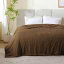 BEDELITE Fleece Blanket Twin Size for Bed Couch, 3D Jacquard Decorative Brown Throw, Soft and Cozy Warm Plush Fuzzy Blanket All Seasons Suitable, 60x80Inches