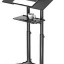 1home BONTEC Lecterns & Podiums Portable Mobile Standing Laptop Desk, Sit Stand, Height Adjustable Home Office Classroom Pulpit Stand Up Desk Workstation, Rolling Table Laptop Cart with Storage Tray (2 shelves)