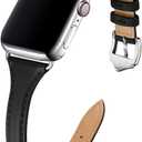 WFEAGL Compatible with Leather Apple Watch Band 41mm 40mm 38mm 42mm(series 11 10) Women, Top Grain Leather Strap Slim & Thin Replacement Wristband for iWatch Bands SE 3 2 1, Series 11 10 9 8 7 6 5 4 3 2 1