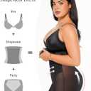 Popilush Women's Sexy Maxi Dress Deep V Neck Ruched Shapewear Dresses Side Slit Formal Cocktail Party Dress (Black, S)