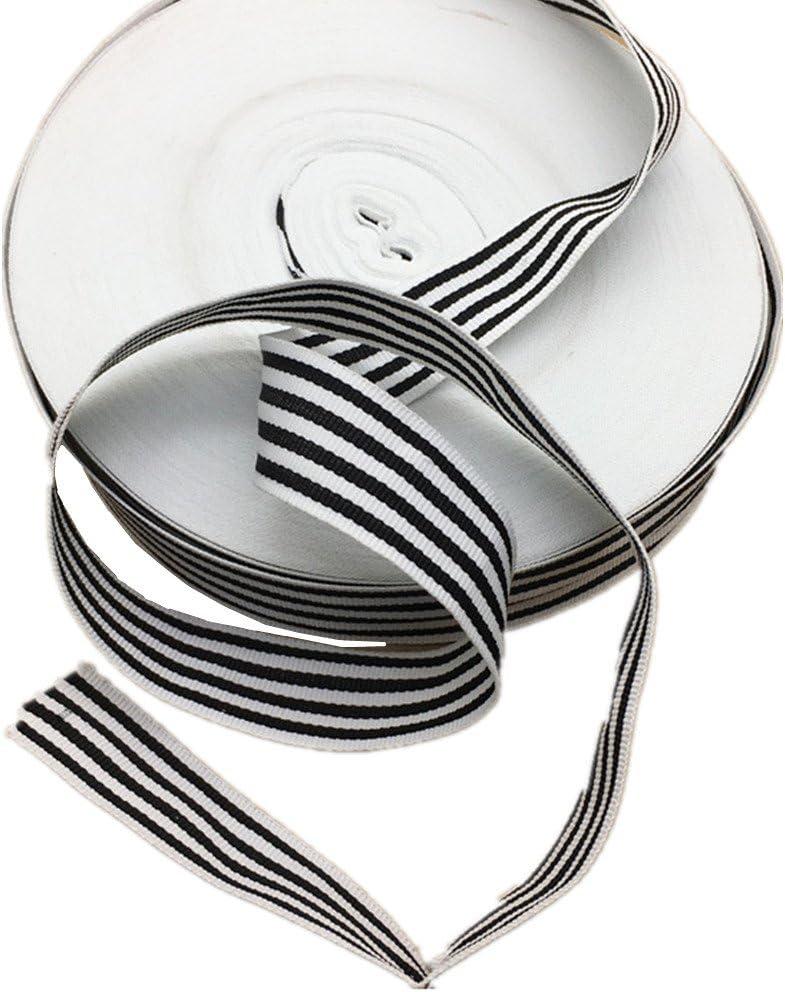 White and Black Grosgrain Stripe Ribbon Striped Trimming Patriotic Ribbon Belt Width 1inch for Clothing Embellishments Christmas Party Supplies 50 Yards (5 White 4 Black)