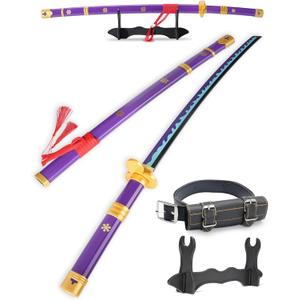 Cold Blade Roronoa Zoro Sword - 41 inches Anime Katana Replica with Belt and Stand - Anime Sword with Authentic Design (F-Yama Enma Purple)