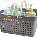 Plastic Shower Caddy Basket with Handles, Cleaning Supply for Dorm, School, Camping, Travel, Bathroom (Light Grey, 1 Pack)