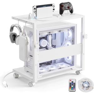 Height Adjustable PC Tower Stand with Charging Station, 23.6'' × 15.7''