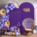 Purple Arch Backdrop Cover 2 Set - 6.6FT, 5FT Spandex Fitted Wedding Arch Stand Covers Round Top Chiara Arch Backdrop Stands Cover for Birthday Parties Banquet Photo Background Decoration