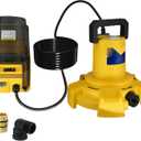 Cordless Submersible Sump Pump Compatible with Dewalt 20V Battery(Tool Only), 1320GPH Brushless Water Transfer Pump, Portable Electric Utility Pump w/ 15.4ft Cord for Garden Pond Pool Tub