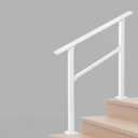 Hand Rails for Outdoor Steps,3 Step Stair Handrail & Indoor Stair Railing KitMetty Metal Railings for Outdoor Steps and Hand Rails for Seniors for Porch Railing (White-Straight)