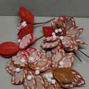 Daifunli 6 Pcs Large Christmas Sugar with Candy Poinsettia Flowers Tree Picks with Berries 10.6 Inches Christmas Tree Ornaments for Xmas Home Vase Decor(Red and Brown)