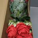 Jexine 16 Pack Flower Bridesmaid Bouquets Fake Roses Artificial Silk Flowers Bulk for Bridesmaid Bridal Wedding Vase Faux Rose Bridal Rose Bouquets Wedding Party Decor(Red)