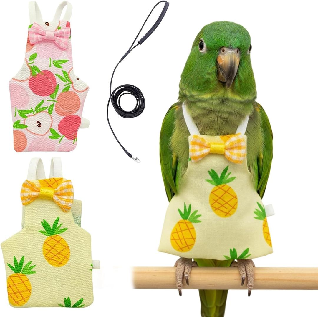 3 Pieces(Large) with Peach and Pineapple Patterns,Bird Diaper, Cotton Fabric, Waterproof Design, Easy to Clean, Comfortable Fit for Small Birds