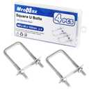 MroMax 4Pcs Square U-Bolts 1-1/2" Inner Width, M8 x 40 x 100mm 304 Stainless Steel U-Bolts with Frame Plates and Nuts, 3.94" Length, for Automobiles Trailer, Ski Boat, Sailboat and Trailer