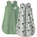 Yoofoss Baby Sleep Sack 6-12 Months TOG 1.0 Baby Wearable Blanket, 2 Pack 100% Organic Cotton Infant Toddler Sleeping Sack 2-Way Zipper Lightweight Sleep Sack (Medium)