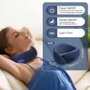 Travel Pillow with Heat, Vibration Massage, Portable Rechargeable Adjustable Airplane Neck Pillow, with Headrest Support for Head, Neck, and Chin for Pain Relief at Home, Car, Office, Travel