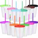 Sieral Cups with Straws and Lids Kids Tumbler with Straw Reusable Water Bottle Iced Coffee Travel Mug Adults Plastic Cups for Parties 16 oz(Lovely Colors,15 Pack)
