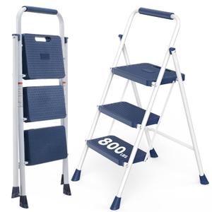 OLIXIS 3 Step Ladder, 800lbs Heavy Duty Step Stool with Anti-Slip Pedal