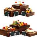 6 Pack Wooden Buffet Risers Rustic Wood Cupcake Stand Catering Supplies Buffet Display with Mini Signs Food Risers for Buffet Table Dessert Display Stand for Home Decor Party Wedding Birthday