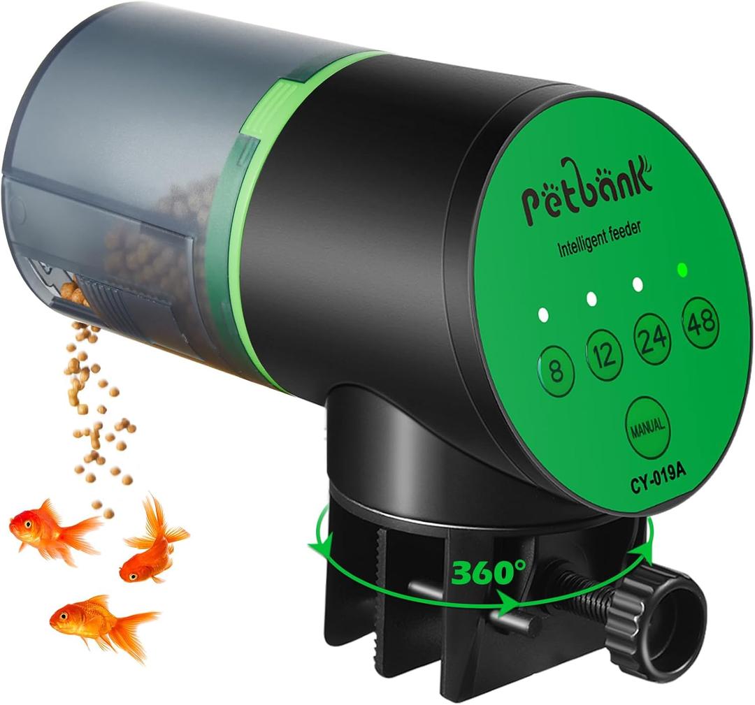 Automatic Fish Feeder for Aquarium - Auto Fish Food Automatic Dispenser Battery Operated Timer Vacation Feeder with 2 AAA Batteries Included (6.5"x4.7"x3.46", Green)