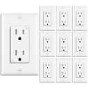 BESTTEN 15 Amp Tamper-Resistant Decor Receptacle Outlet, Residential and Commercial Use, Wallplate Included, 15A/125V/1875W, UL Listed, 10 Pack, White
