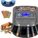 Bonvoisin Coin Counter & Coin Sorter Machine for USD Coin 1 5 10 25 $1, Sorts up to 270 Coins/min, Included 5 Coin Trays & 5 Tubes & 50PCS Wrappers