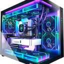 MUSETEX ATX PC Case,6 PWM ARGB Fans Pre-Installed,360MM RAD Support,Type-C Gaming PC Case,270° Full View Tempered Glass Mid Tower,Black ATX Computer Case,Y6