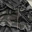 Womens Silk Satin Pajamas Set Sleepwear Loungewear Black 3XL