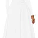 Kaximil Women's Long Sleeve Square Neck Corset A Line Maxi Dress Ruffle Flowy Formal Long Dresses (Medium, White)