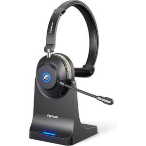 Vipdream Wireless Headset with Microphone for Work, Bluetooth 5.3 Computer Headset for Laptop, 45 Hours Battery Life & Mute Button, Headset with Mic for PC, iPhone, Zoom, Skype, Office & Home
