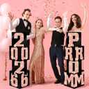 Queekay 8 Pcs Prom Column Standup Photo Booth Decorations 2026 Prom Backdrop Balloon Boxes Cardboard Decoration Column for Party College, 11.8 x 44.9 Inch(Black, Rose Gold)