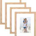 ATOBART 8x10 Picture Frame Set of 4, Made of Perspex Glass, Display Picture 5x7 with Mat or 8x10 without Mat, Wood Grain Photo Frame for Wall Mounting or Tabletop Display for Birthday Christmas Gifts