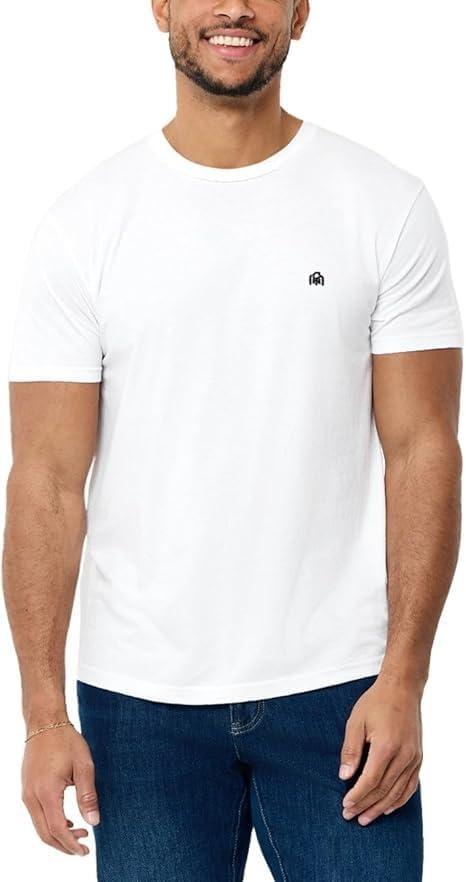 INTO The AM Mens T Shirt with - Short Crew Neck Soft Fitted Tees  Fresh Classic Basic Men's T-Shirts. Black, XL