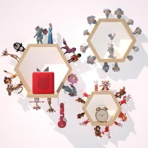 Hexagon Tonies Shelf Magnetic - Tonies Storage Shelf Set of 3 for Kids Room, Wooden Magnetic Display Shelf for Tonie Box Holder, Wall Floating Shelves Toy Storage Compatible with Tonie Accessories