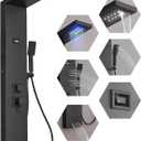 BWE LED Shower Panel Tower System Matte Black 5-Function Shower Column with Rainfall Waterfall Shower Head 4 Body Jets with Tub Spout Water Temperature Display Wall Mount