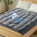 Queen Mattress Pad Waterproof - Ergonomic Quilted Fitted Queen Mattress Topper, 5-Layers Noiseless Washable Mattress Protector Cover with 8"-21" Deep Pocket (Grey, 60x80)