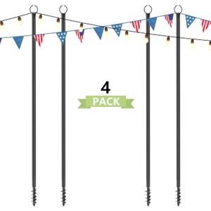4 Pack String Light Poles for Outside, 10.5 Ft Outdoor String Light Poles for String Lights, Backyard Patio Light Poles for Bistro Party Wedding, Metal Pole for Outdoor String Lights