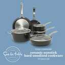 Sur La Table Kitchen Essentials Cool Commune Hard Anodized 10 Piece PFA Free Ceramic Non stick Interior Forged Durable Aluminum Pots and Pans Cookware Set - Black - Induction Compatible