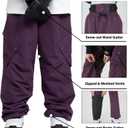 SNOWVERB Baggy Cargo Snowboard Pants Waterproof Ski Pants Loose Fit Streetwear Snow Pants Warm Winter Snow Pants Men Women (Khaki)