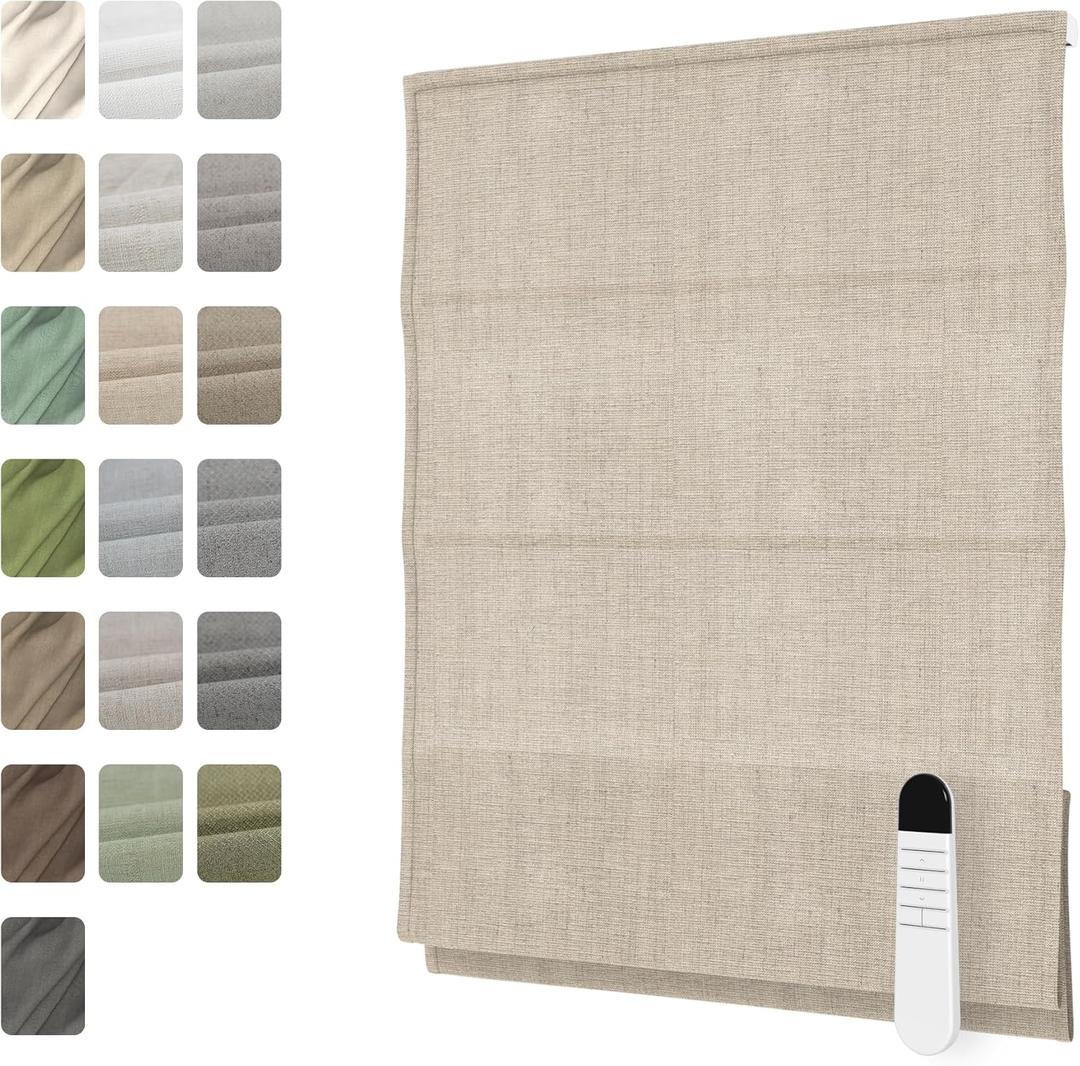 Motorized Roman Shades with Remote, Cordless Smart Blackout or Light Filtering Roman Blinds, Automatic Window Blinds for Bedroom, Living Room, Kitchen, Office, Custom Size Motorized Roman Shades with Remote, Cordless Smart Blackout or Light Filtering Roman Blinds, Automatic Window Blinds for Bedroom, Living Room, Kitchen, Office, Custom Size