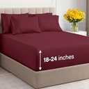 Extra Deep Full Sheet Set - 6 Piece Breathable & Cooling Sheets - Hotel Luxury Bedding Set w/18-24 Inch Extra Deep Pockets - Easy & Secure Fit - Super Soft, Wrinkle Free & Comfy - Burgundy, Full Size