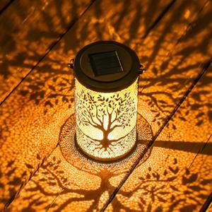 Tree of Life Solar Lanterns Outdoor Waterproof, Mother's Day Birthday Christmas Gifts for Women Mom Grandma, Hanging Solar Lantern Decorative Lights for Garden Yard Patio Pathway Landscape (2 pack, Warm Yellow-Lifetree)