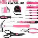 40PCS Tool Set, Small Tool Kit, General Household Tool Box for Home Repair, Ideal Gift Choice (Pink)