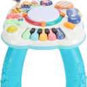 Music Activity Table Learn and Groove Activity Table Adjustable Musical Table with Sound and Light Multifunctional Early Learning Musical Learning Table for Toddlers