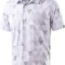 Men's Golf Shirt Short Sleeve Dry Fit Polo Moisture Wicking Print Collared Golf Shirts for Men Casual Lightweight (X-Large, Triangular_geometry)