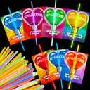 JOYIN 36 Packs Neon Valentines Day Gift Cards with Glow Stick Bracelets, Glow in the dark Necklaces for Valentine's Party Favor, Valentine Classroom Exchange Cards, Valentine School Prize
